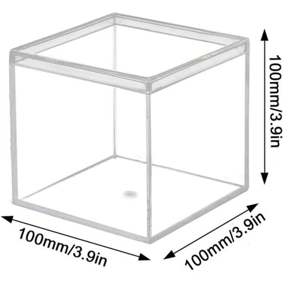 Clear Acrylic Box with Lid, 4 Pack 4x4x4 inches Clear Plastic Box for Organize - Picture 2 of 8